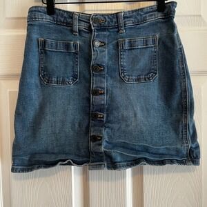 Gap Denim Button Front A Line Mini Skirt Blue Wash Women's Size 4